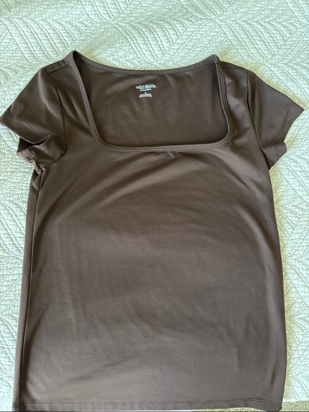 wild fable Chocolate Square-Neck Short Sleeve Top